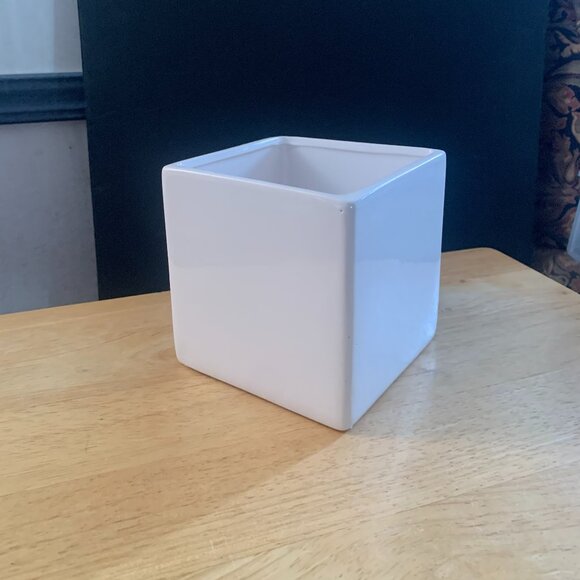 CANDLE JAR - 5" x 5" square white candle jar, container, vase, DIY supplies - Picture 1 of 9